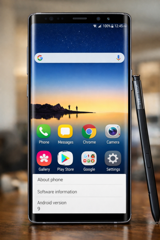 Galaxy Note 8 Running on android 9